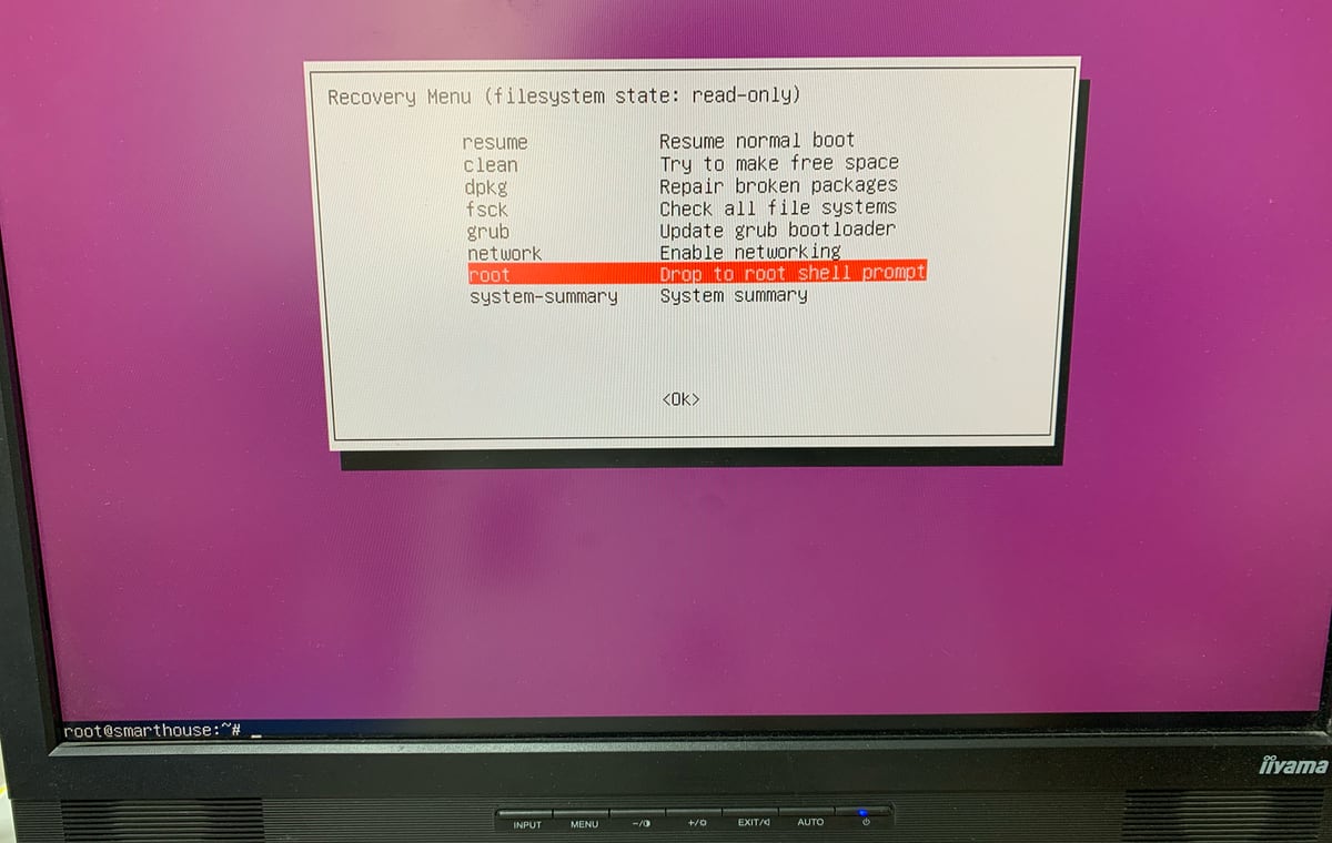 Как сбросить пароль root в Ubuntu Linux